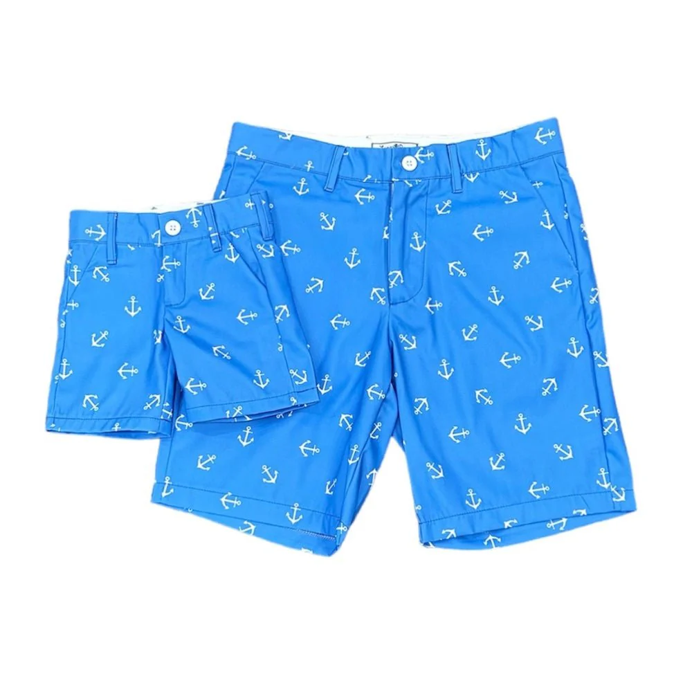 Men's Golf Shorts - French Blue Anchors