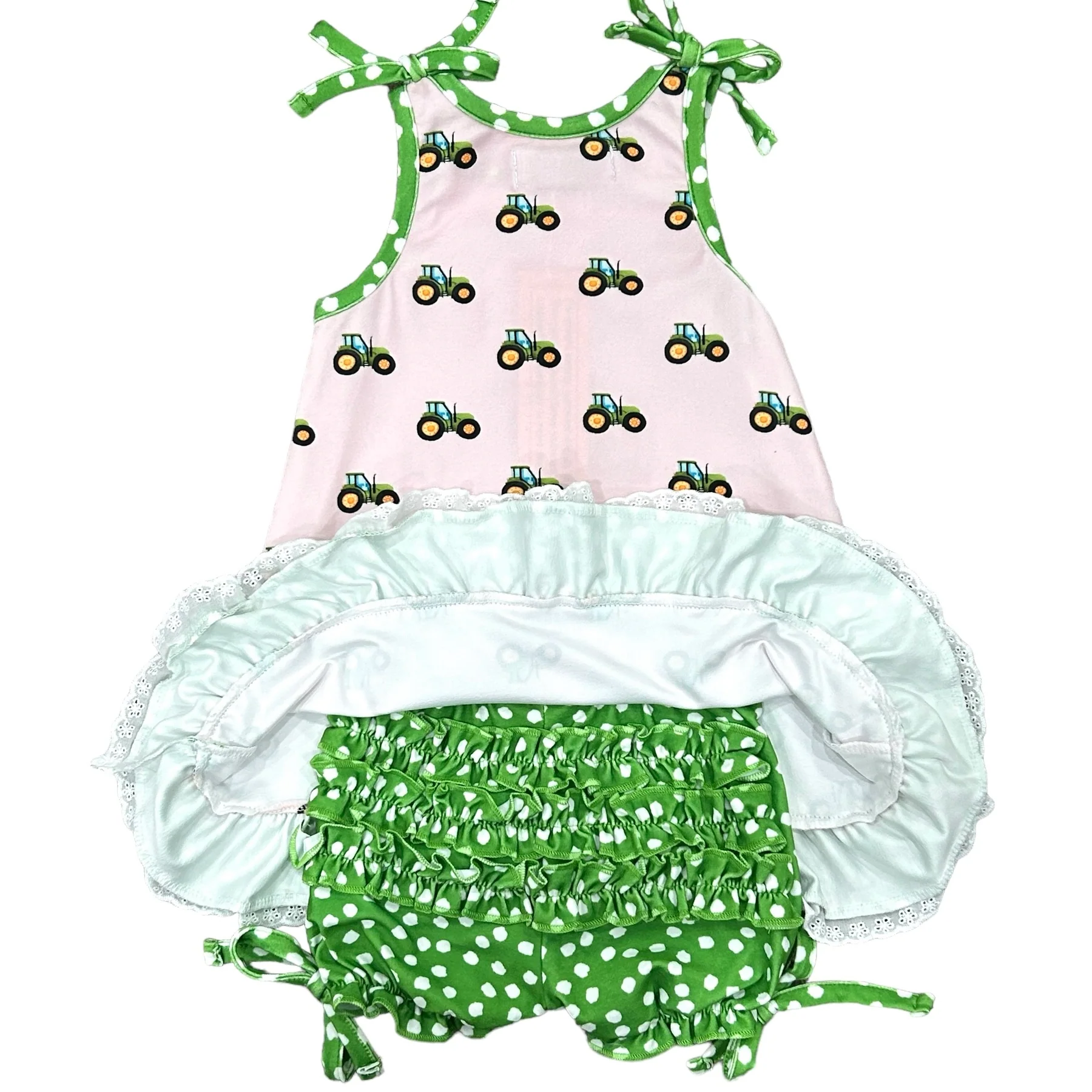Gown With Bloomers - Tractors On Pink - Image 3