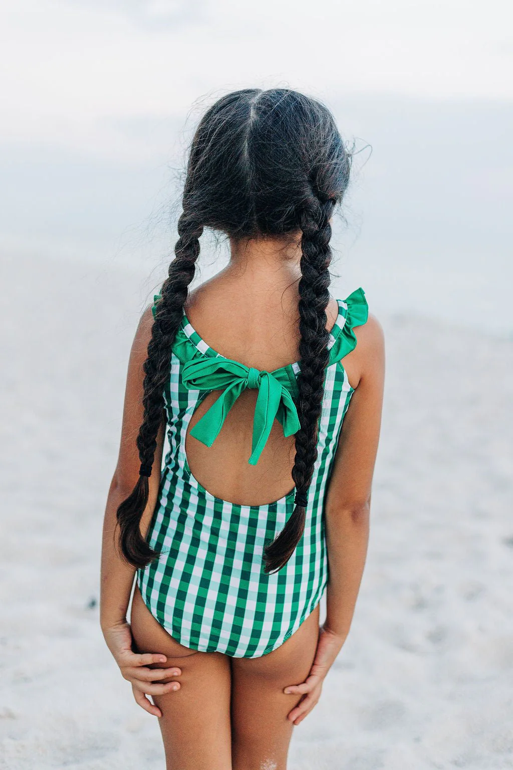 Bow Back Swimsuit - Green Gingham - Image 3