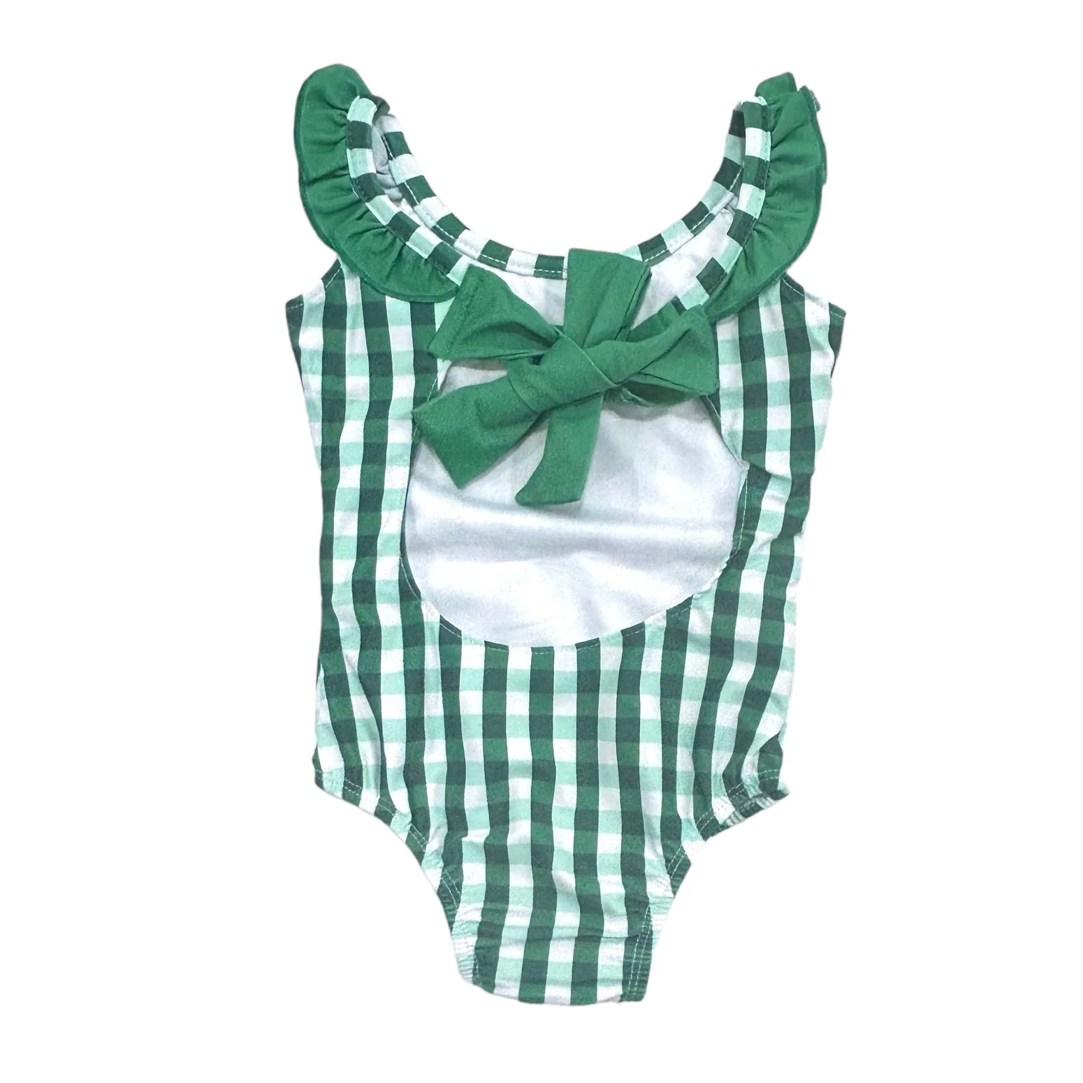 Bow Back Swimsuit - Green Gingham - Image 6