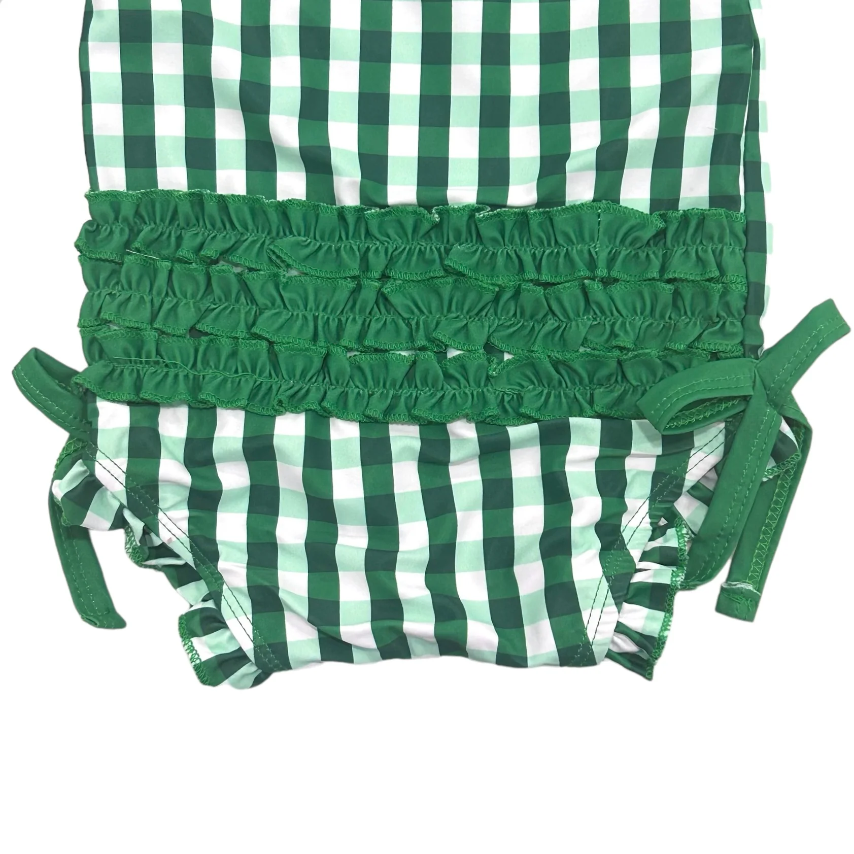 Ruffle Bottom Swimsuit - Green Gingham - Image 6