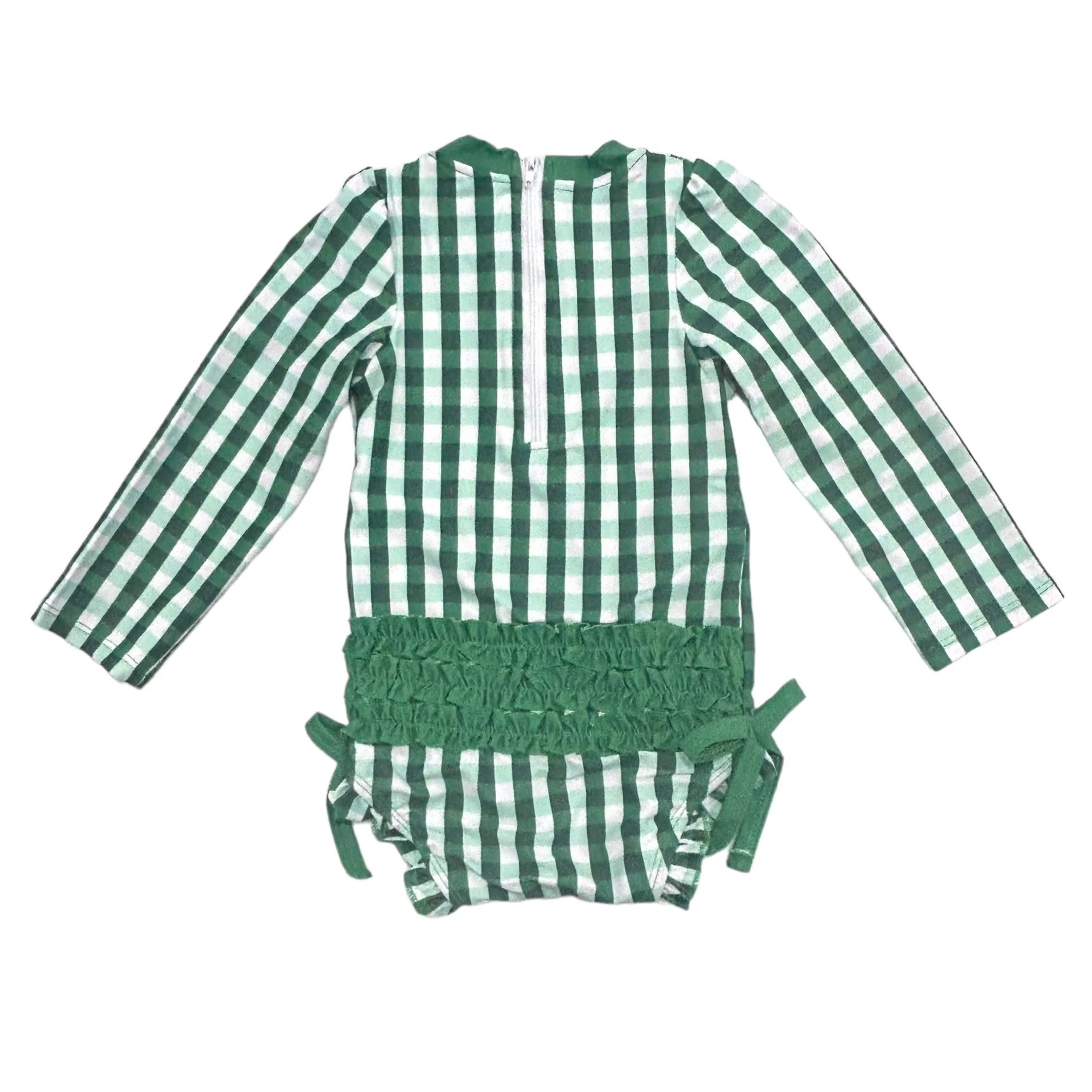 Ruffle Bottom Swimsuit - Green Gingham - Image 7