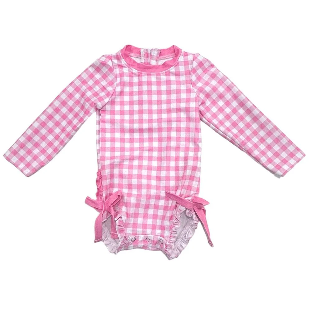 Ruffle Bottom Swimsuit - Pink Gingham - Image 4