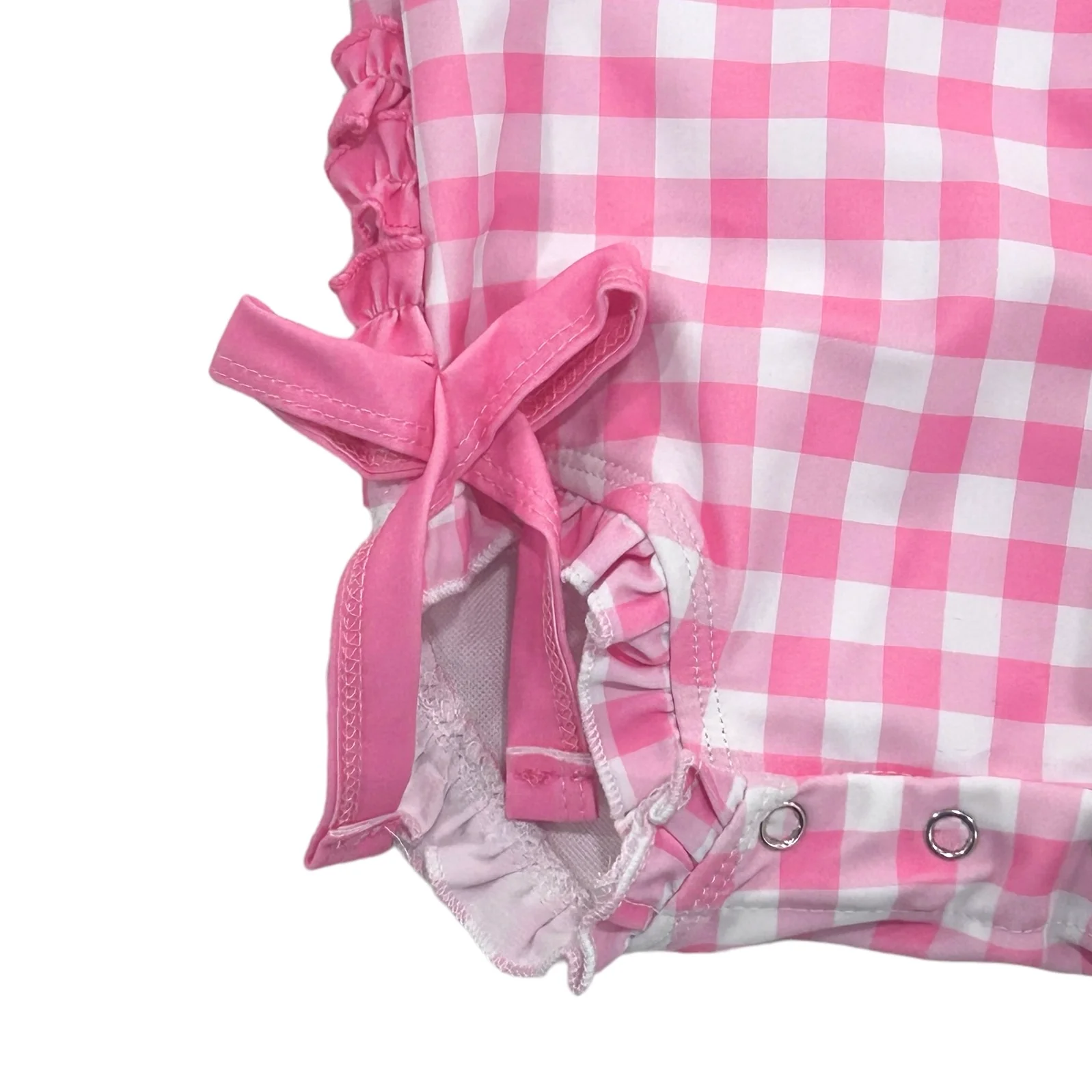 Ruffle Bottom Swimsuit - Pink Gingham - Image 5