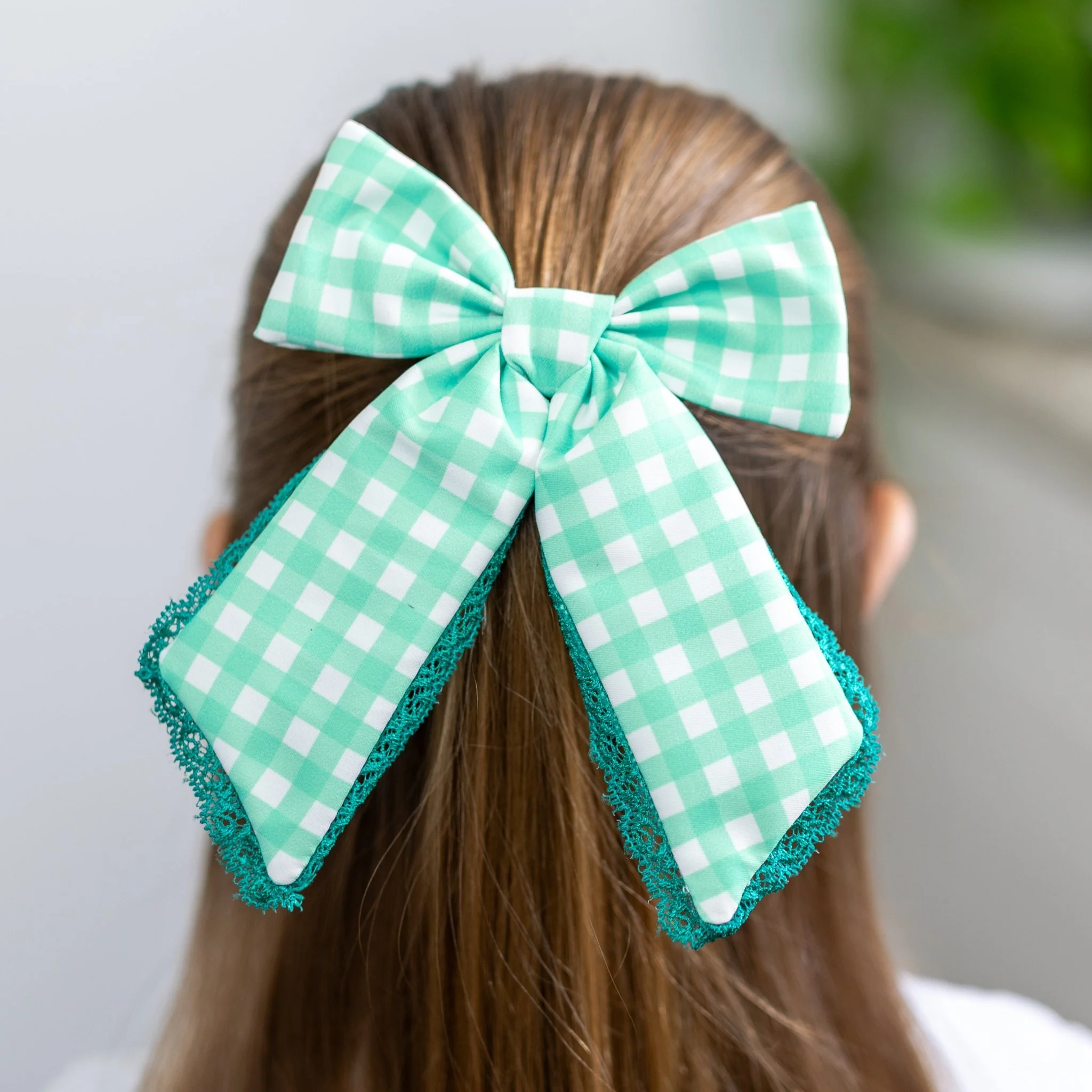 Hairbow - Mint Gingham