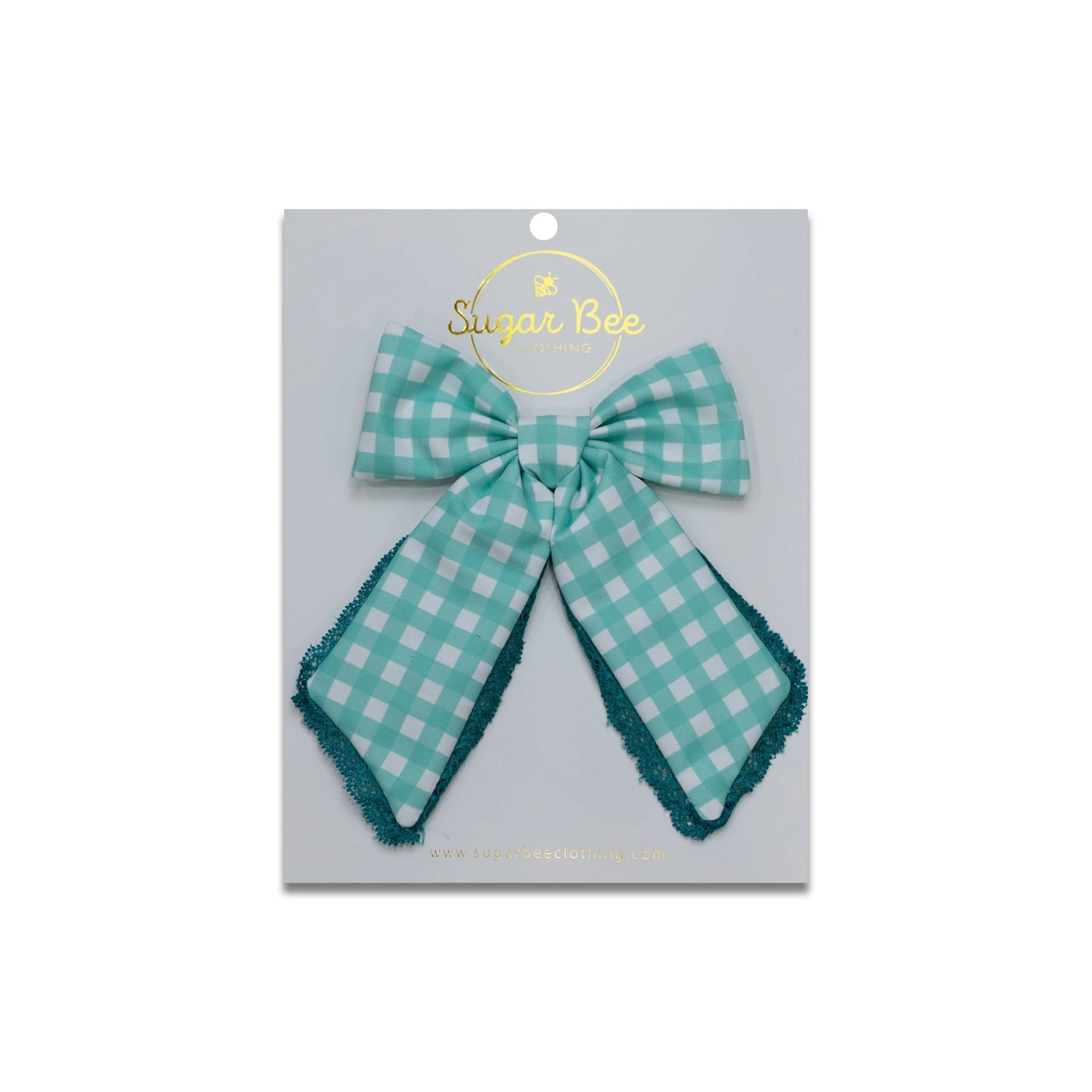 Hairbow - Mint Gingham - Image 2