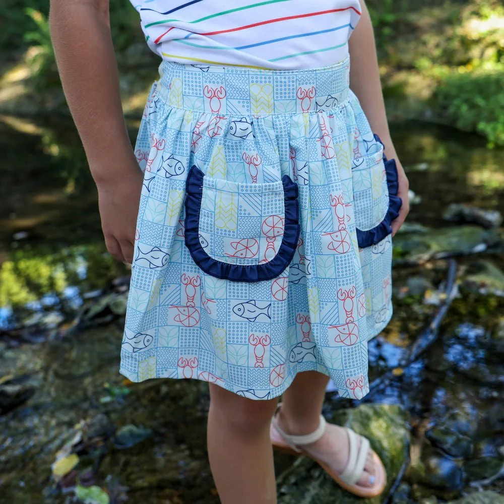 Loretta Ruffle Pocket Skort - Seaside Sketch