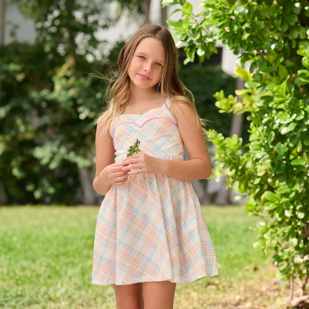 Mini Hazel Sweetheart Dress - Easter Plaid - Image 3