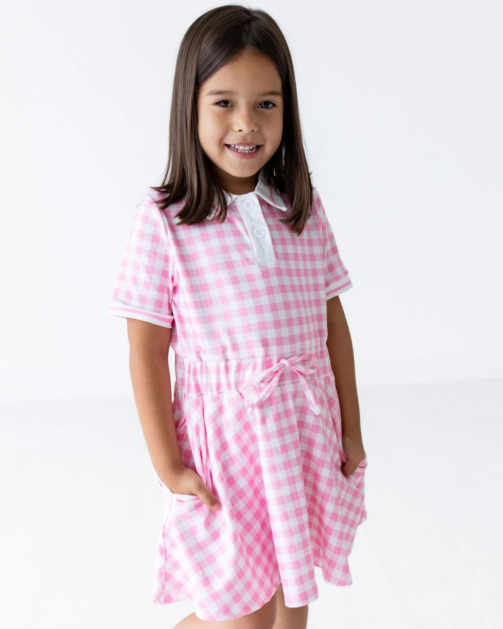 PREORDER***Heidi SS Polo Dress - Pink Gingham