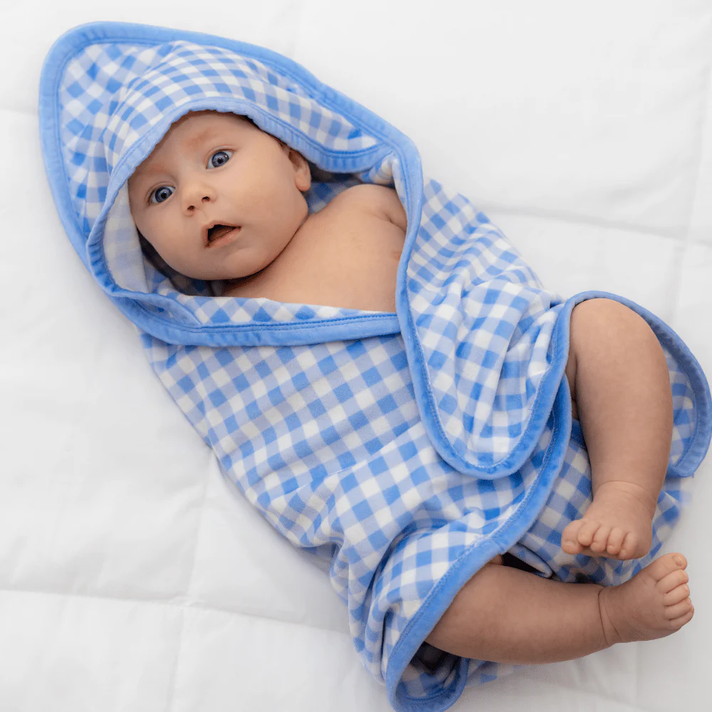 Hooded Towel - Blue Gingham