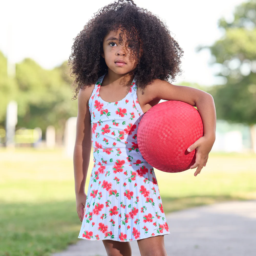 Mini Jackie Halter Tennis Dress - Red Bouganivillea - Image 10