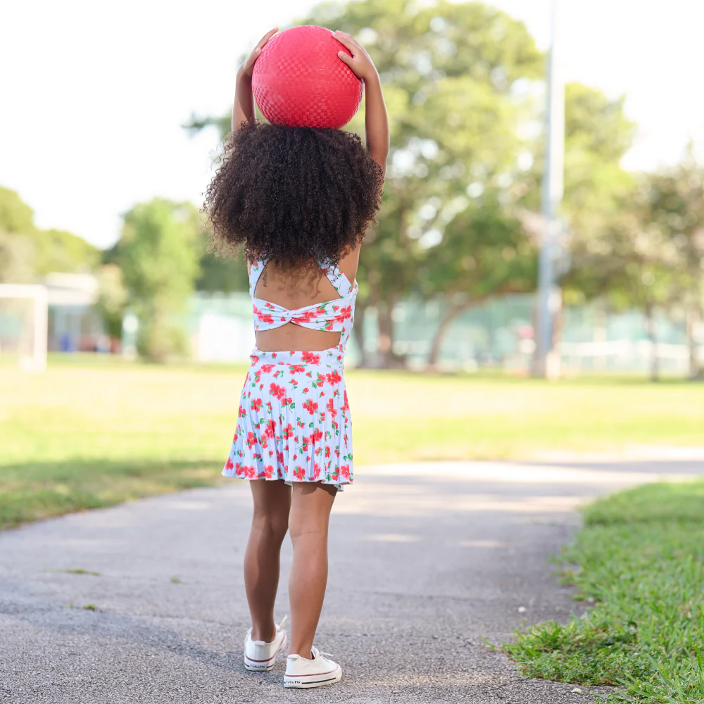 Mini Jackie Halter Tennis Dress - Red Bouganivillea - Image 11