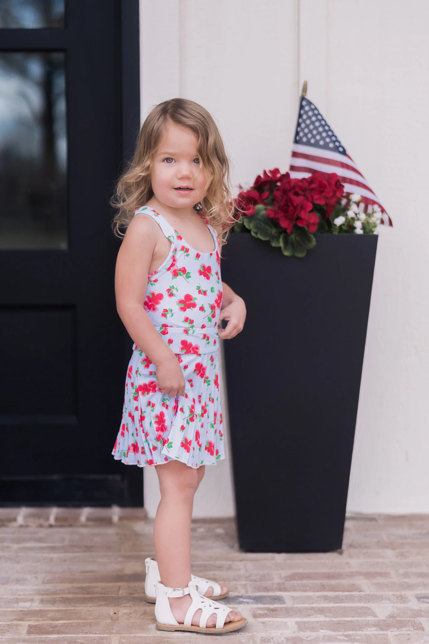 Mini Jackie Halter Tennis Dress - Red Bouganivillea - Image 6