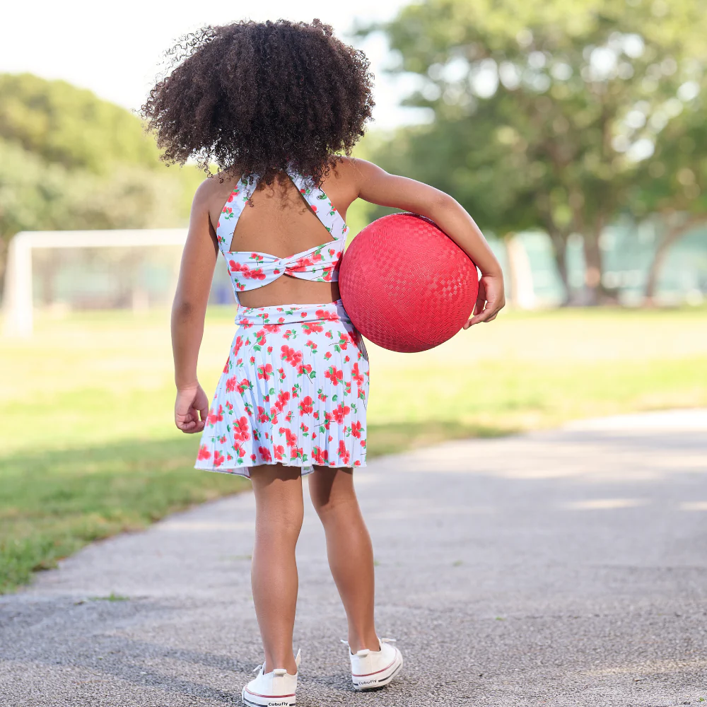 Mini Jackie Halter Tennis Dress - Red Bouganivillea - Image 9