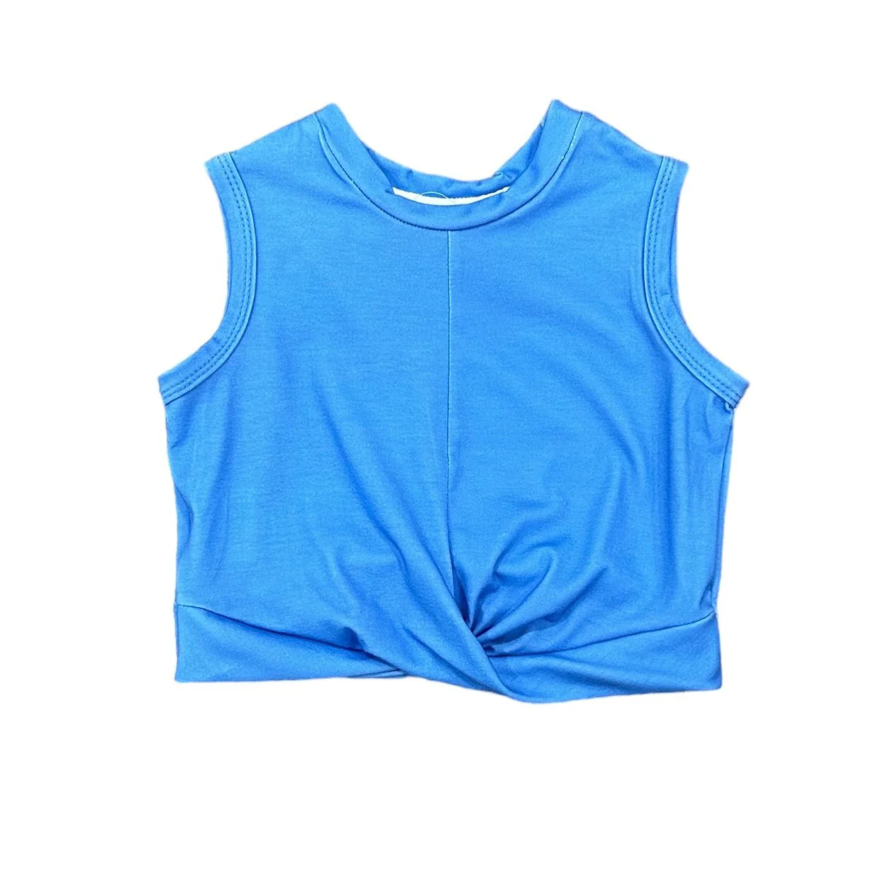 Knit Crop Knot Tank - French Blue - Image 2