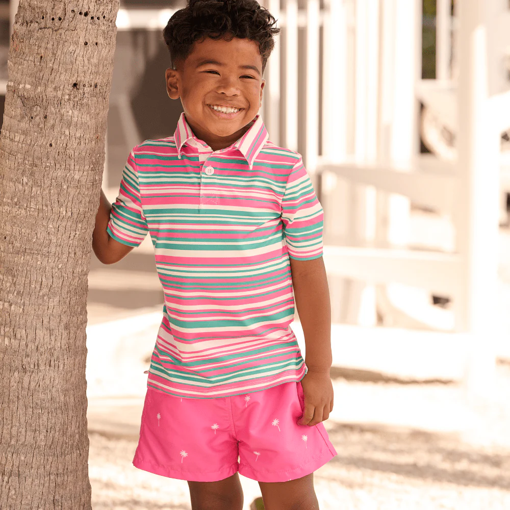 Kyson Boy Pocket Shorts - Palm Trees On Pink - Image 3