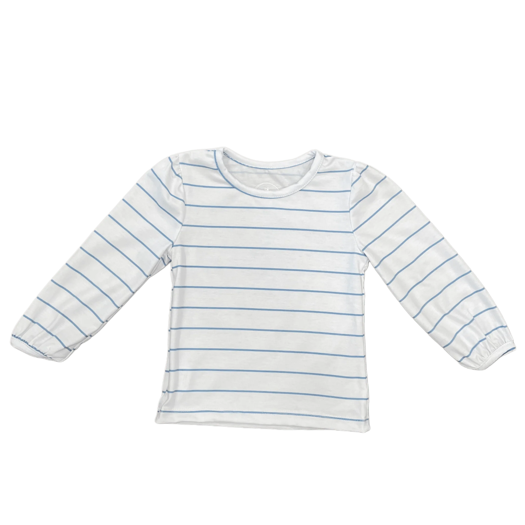 Mini Mae L/S Puff Top - Blue Stripe - Image 4