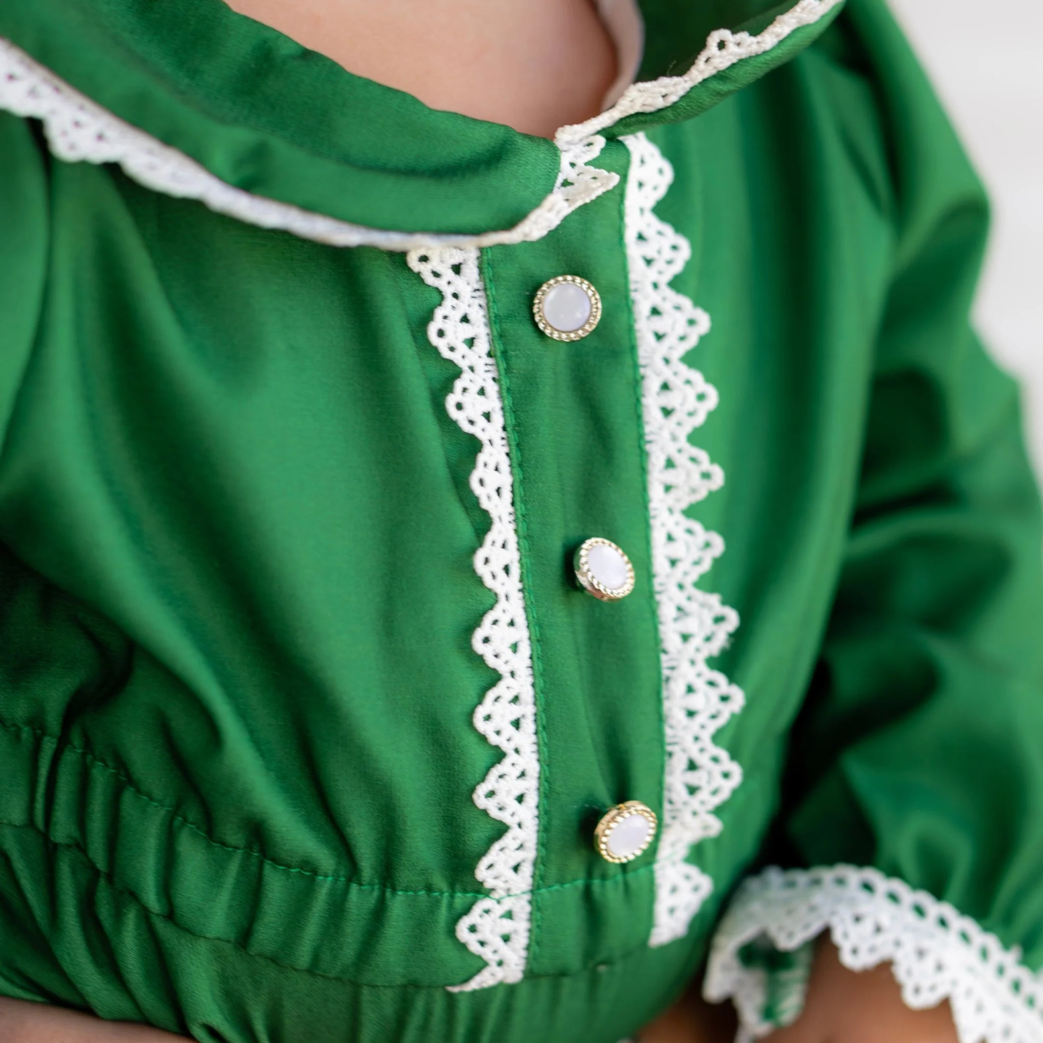 Madeline Lace Peter Pan Dress - Emerald - Image 3