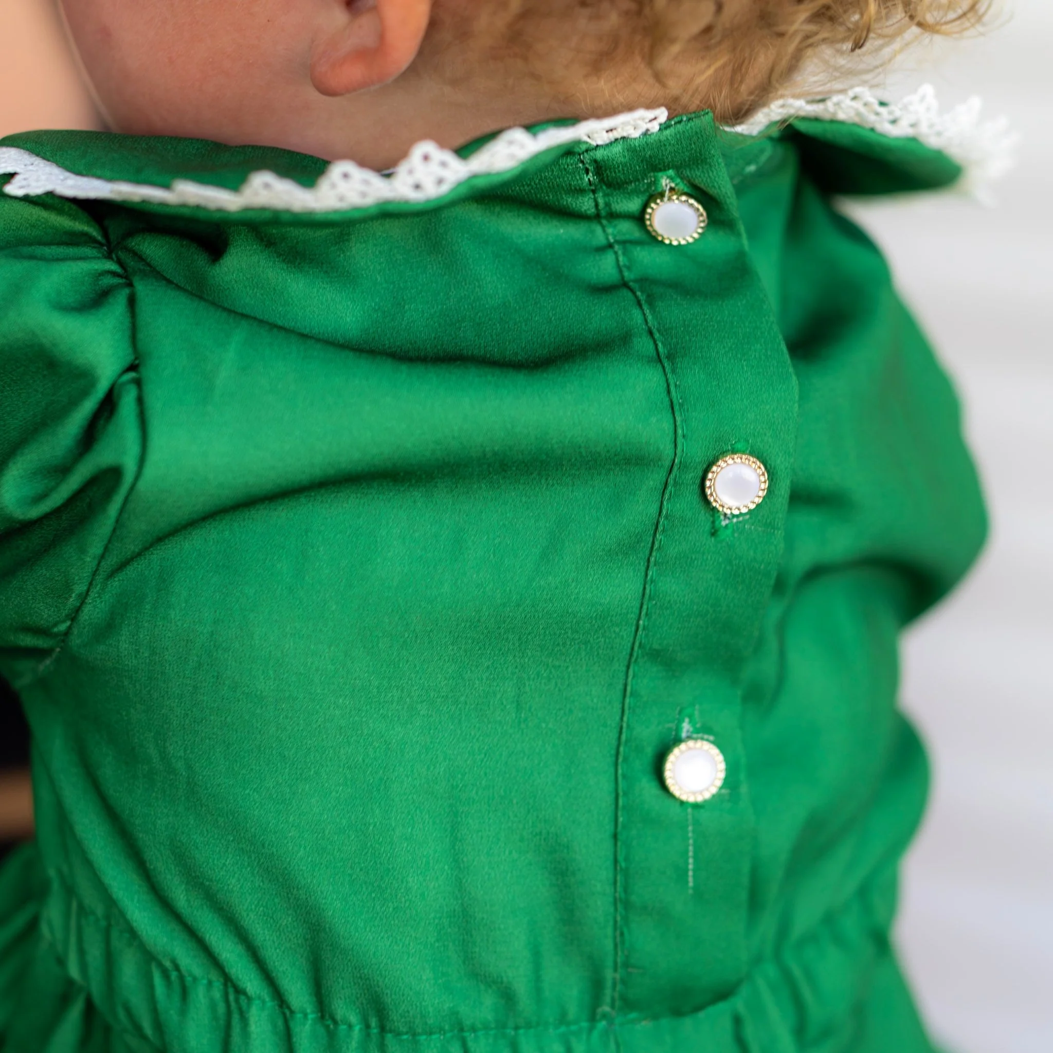 Madeline Lace Peter Pan Dress - Emerald - Image 4