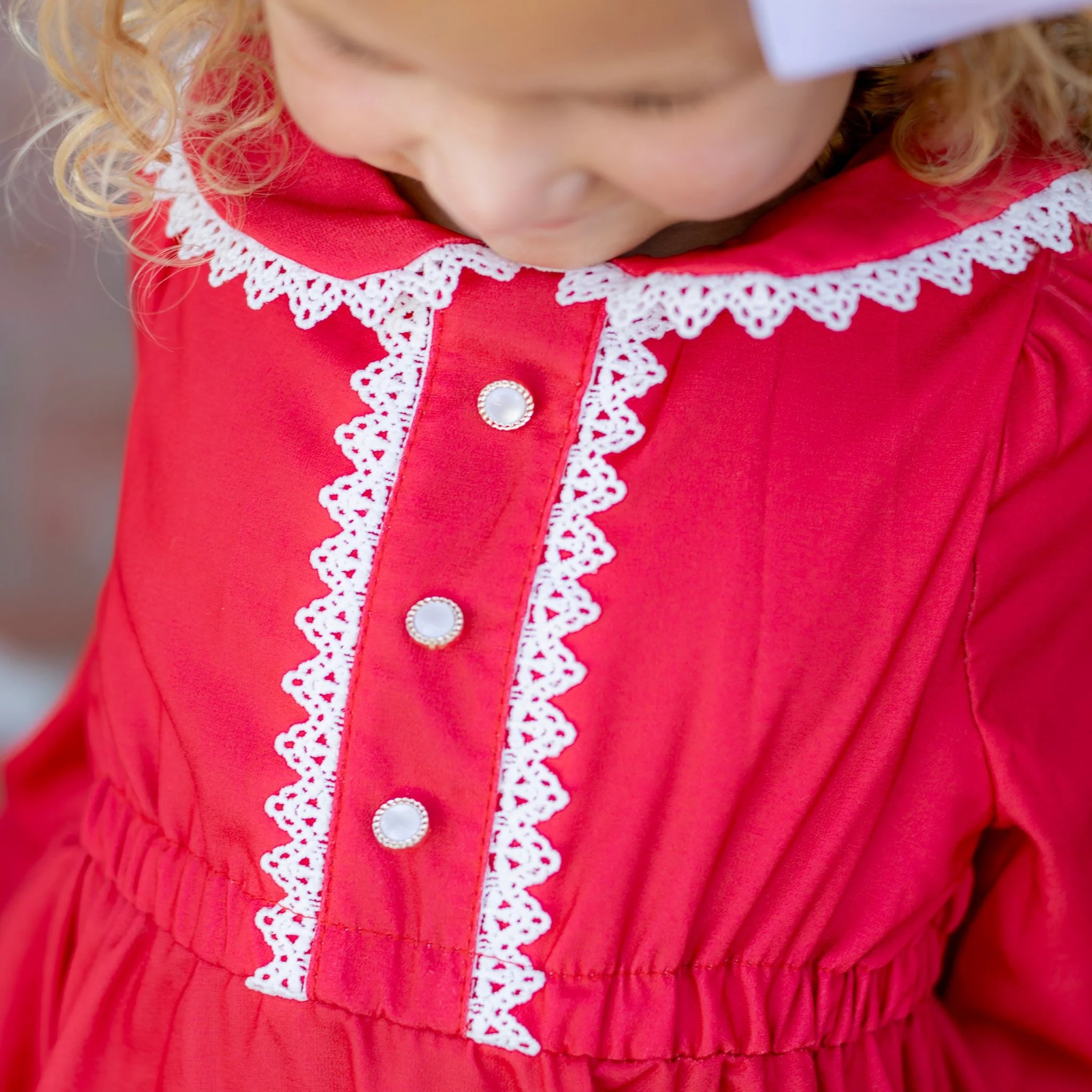 Madeline Lace Peter Pan Dress - Holiday Red - Image 4
