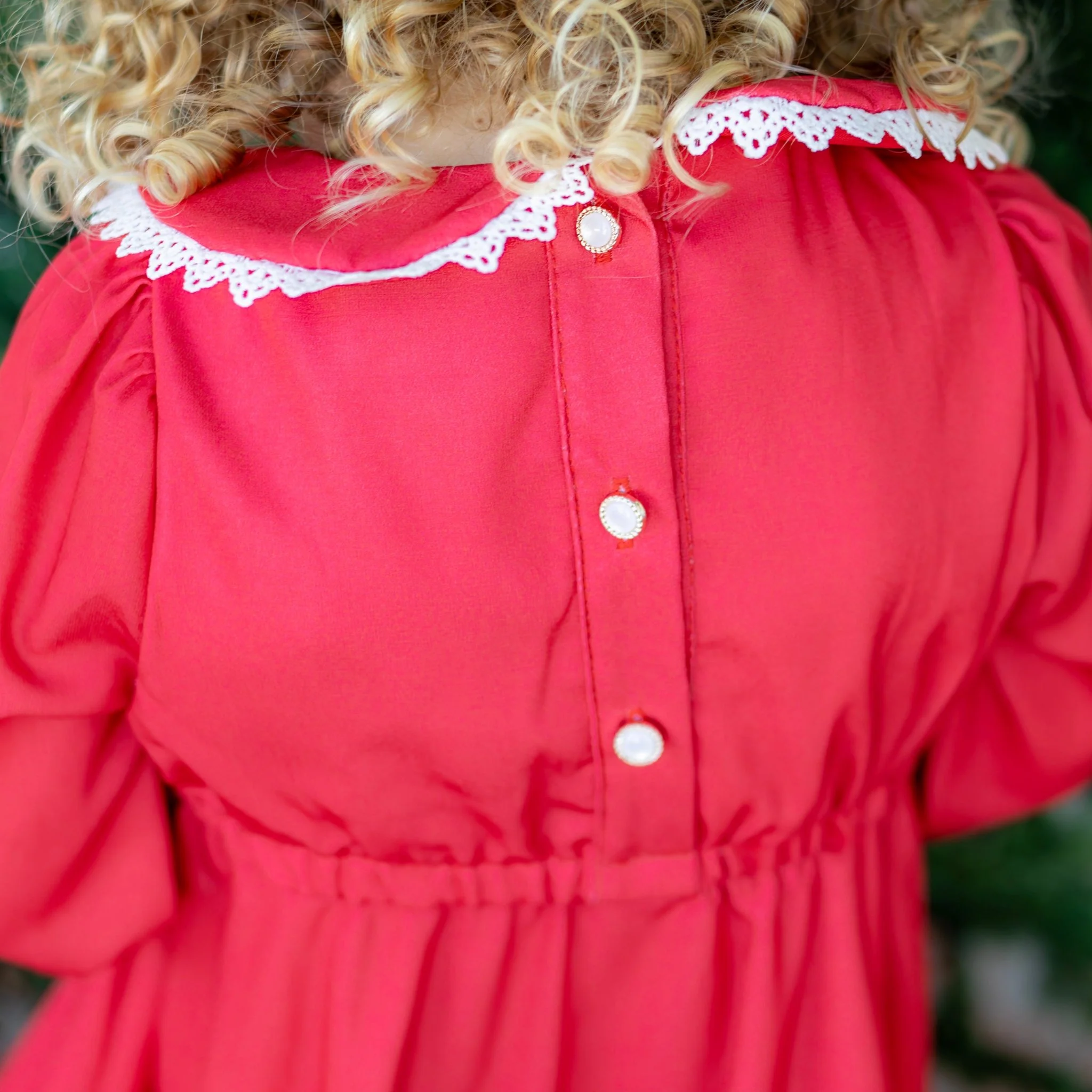 Madeline Lace Peter Pan Dress - Holiday Red - Image 5