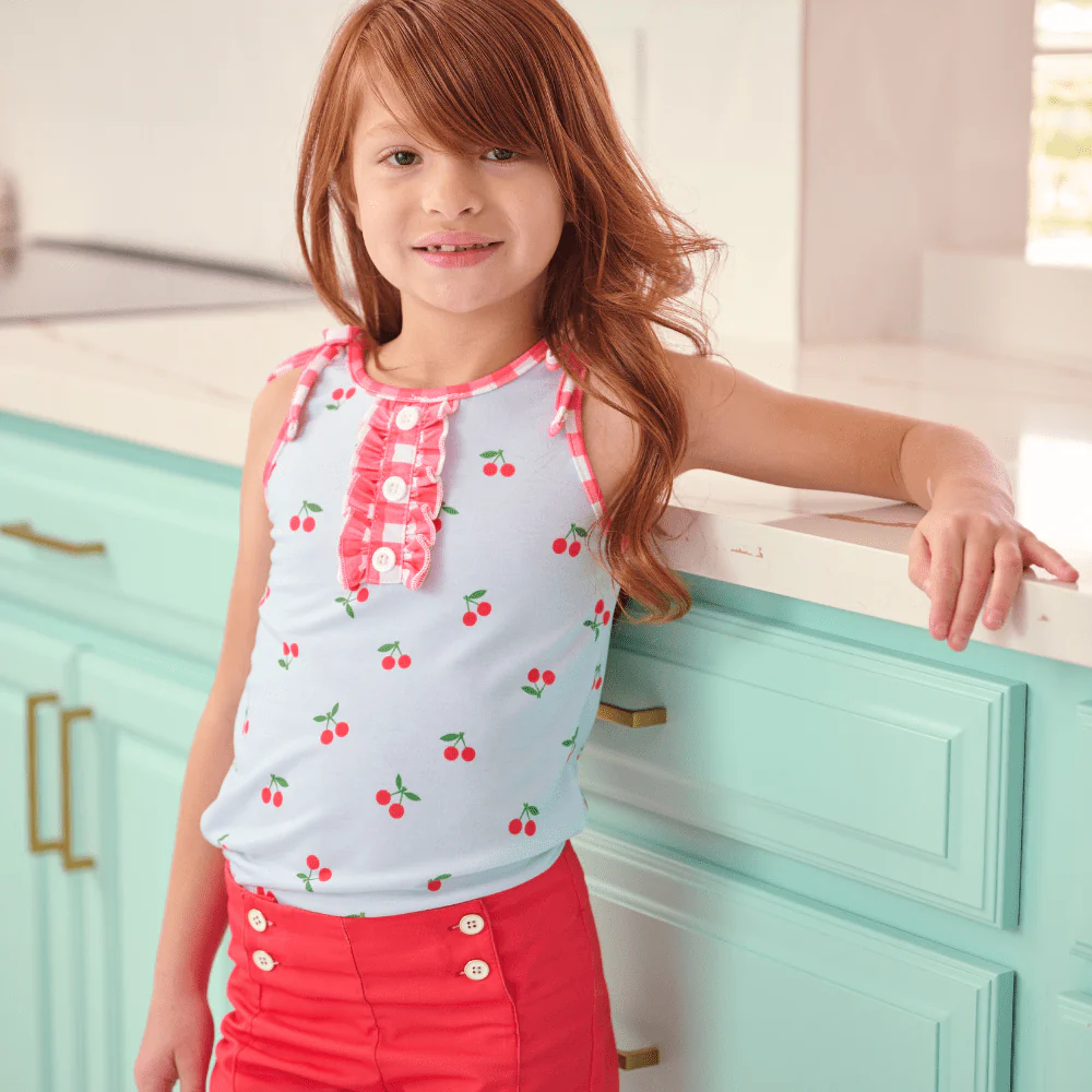 Lauren Ruffle Tank - Cherries