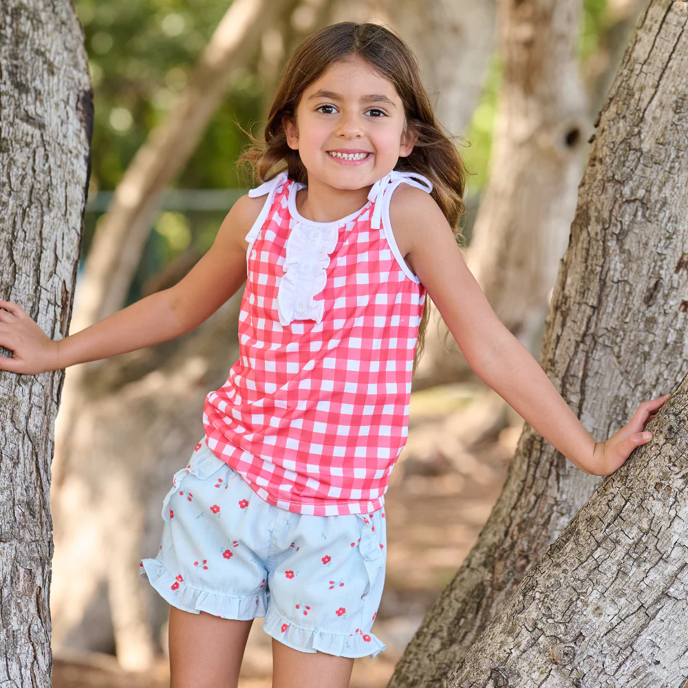 Lauren Ruffle Tank - Red Gingham - Image 3