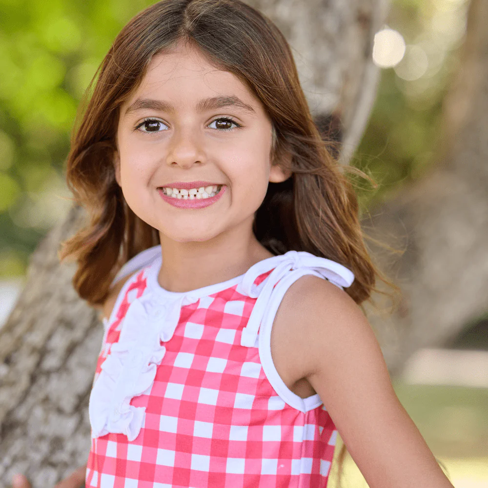 Lauren Ruffle Tank - Red Gingham - Image 4