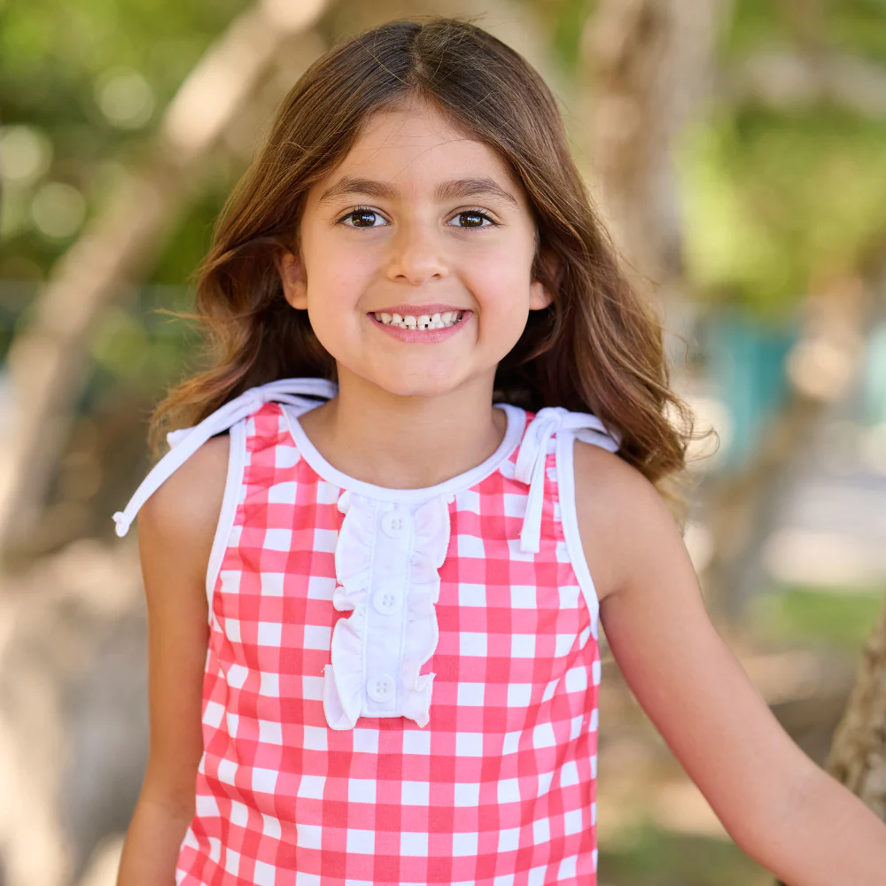 Lauren Ruffle Tank - Red Gingham - Image 5