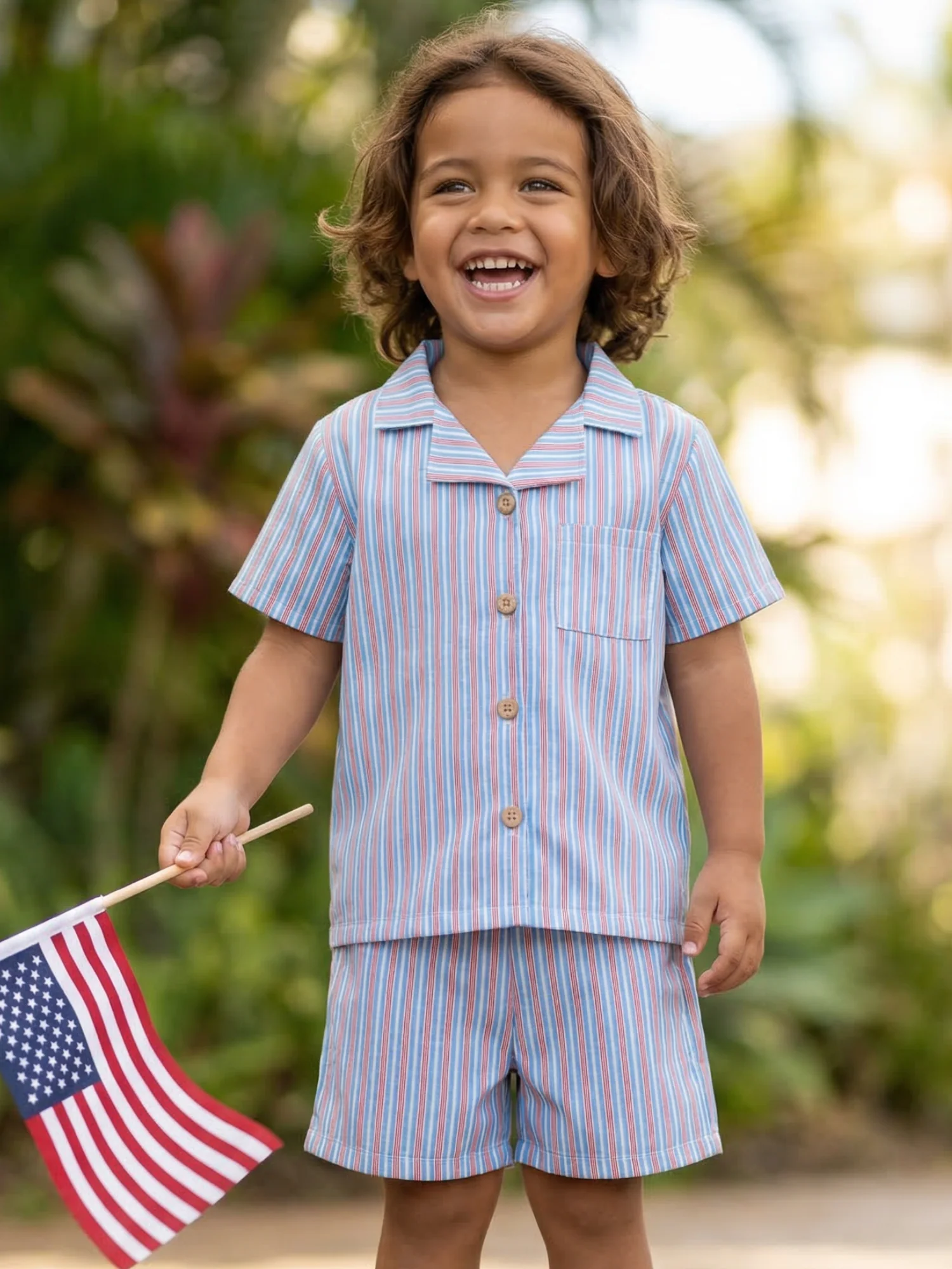 Craig Woven Short Set - USA Stripes