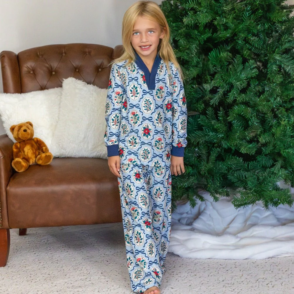Wide Leg Lounge Set - Navy Bows & Frames - Image 3