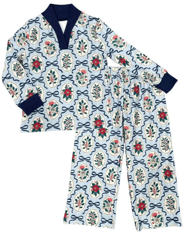 Wide Leg Lounge Set - Navy Bows & Frames - Image 6