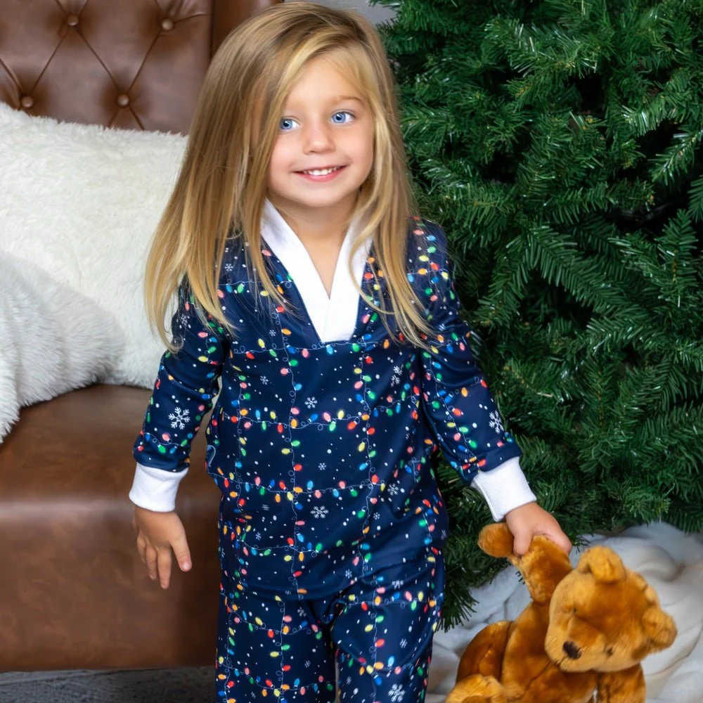 Wide Leg Lounge Set - Christmas Lights Holiday Lounge
