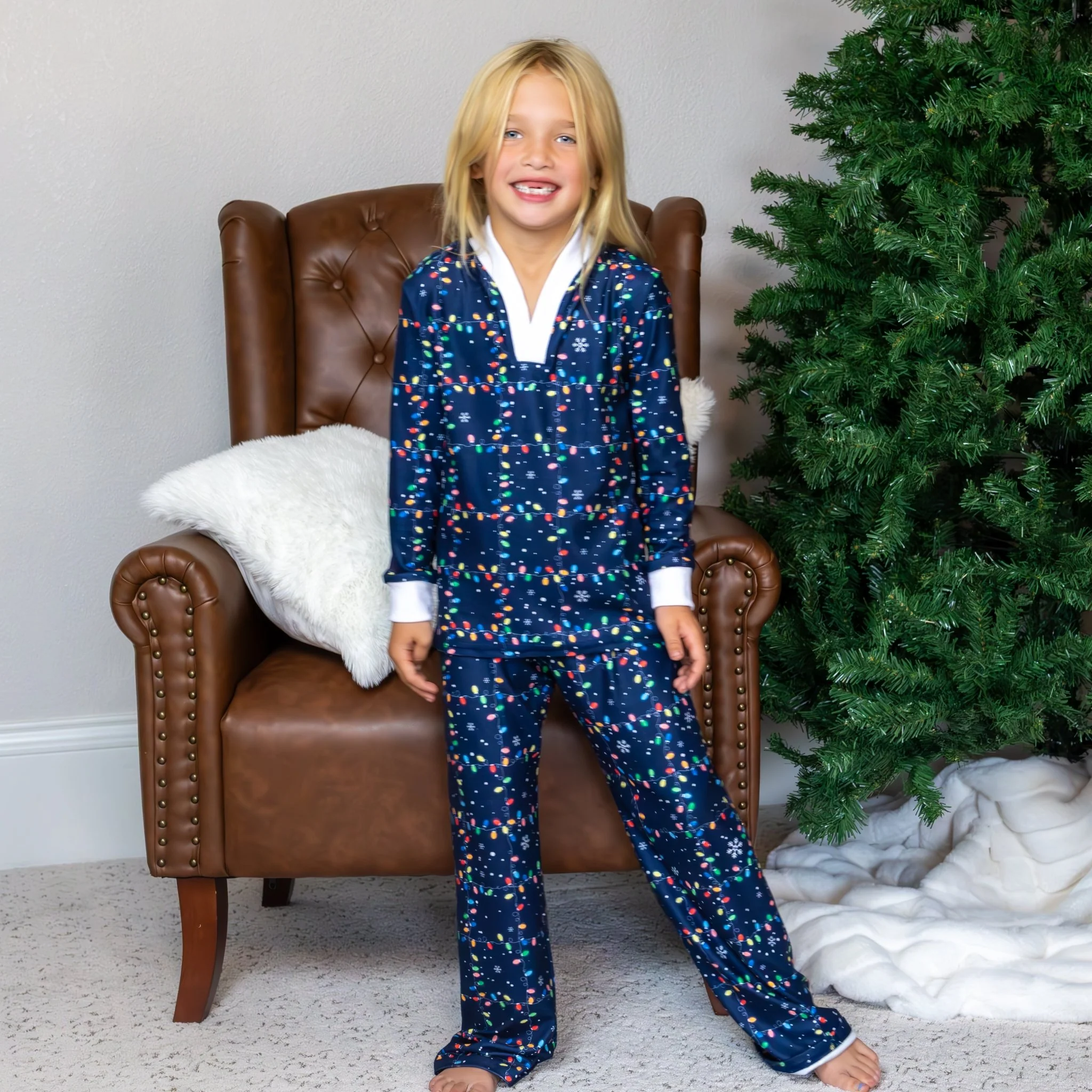 Wide Leg Lounge Set - Christmas Lights Holiday Lounge - Image 2