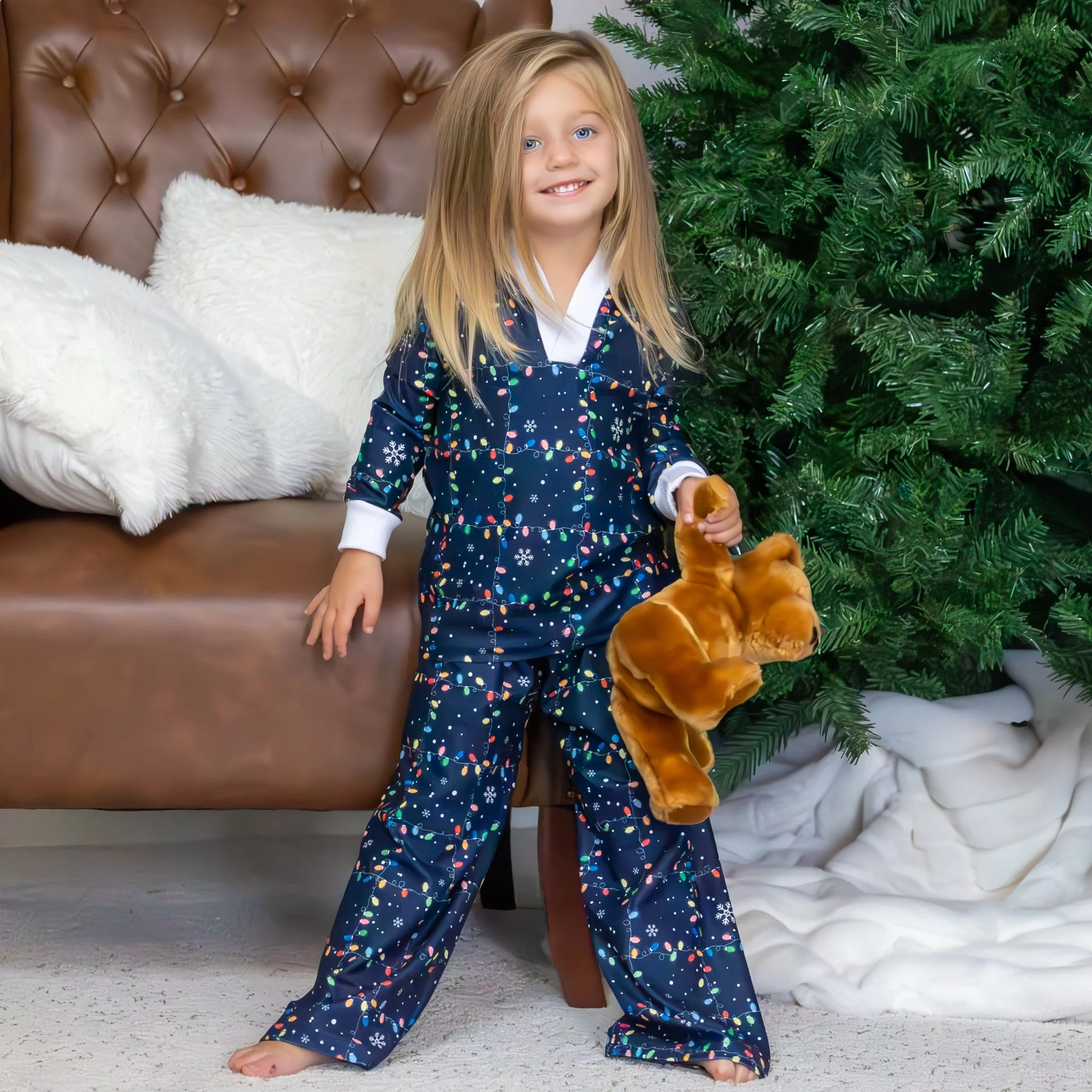 Wide Leg Lounge Set - Christmas Lights Holiday Lounge - Image 3