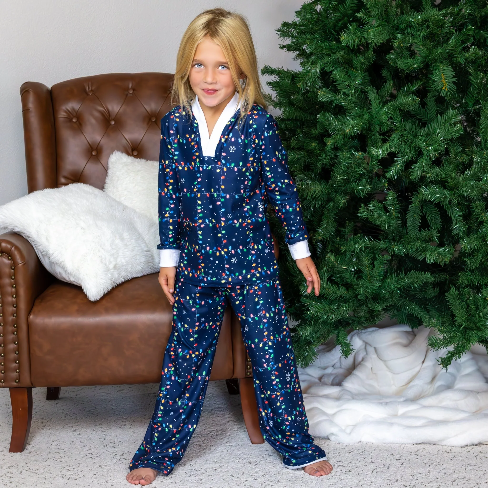 Wide Leg Lounge Set - Christmas Lights Holiday Lounge - Image 4