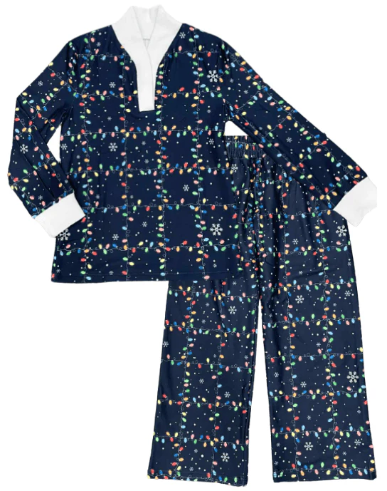 Wide Leg Lounge Set - Christmas Lights Holiday Lounge - Image 6