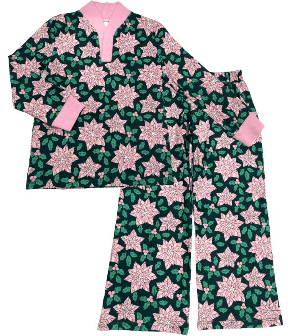 Girls Lounge Set - Poinsettia Holiday Lounge - Image 5