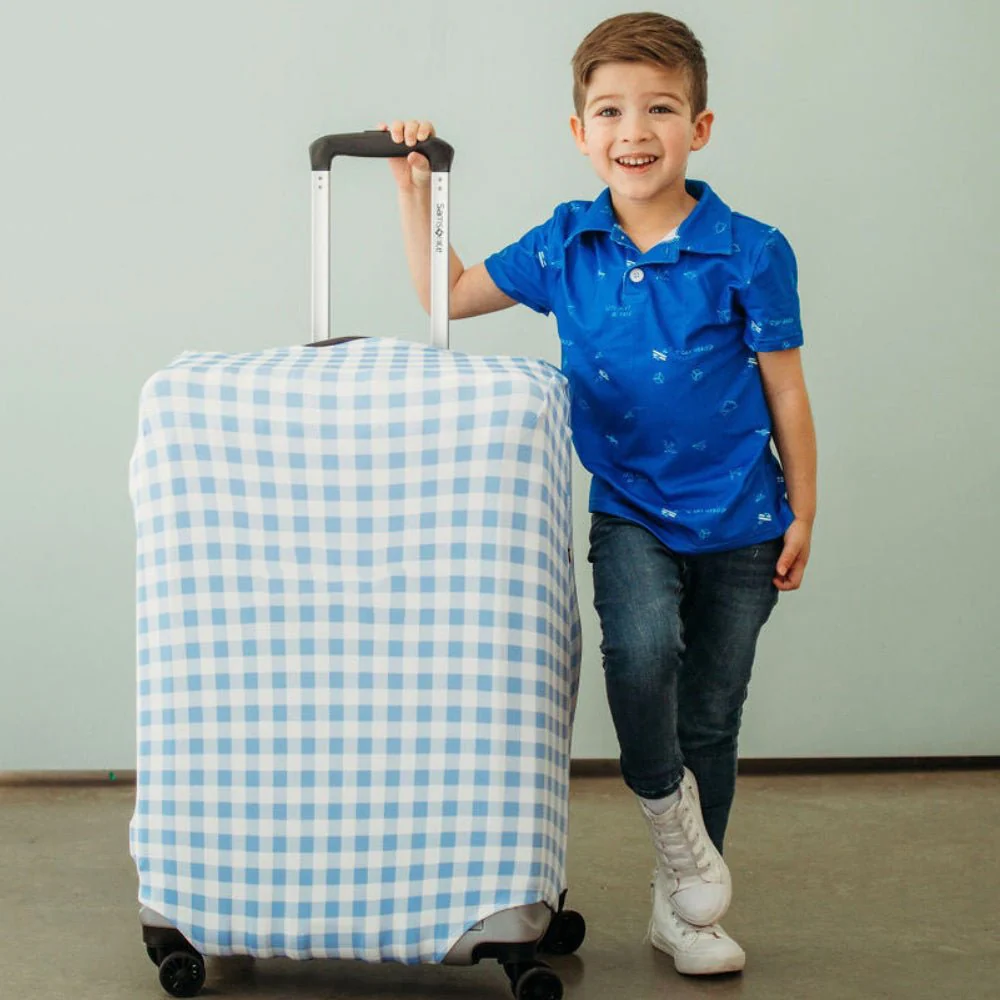 Luggage Cover - Blue Gingham - Image 4