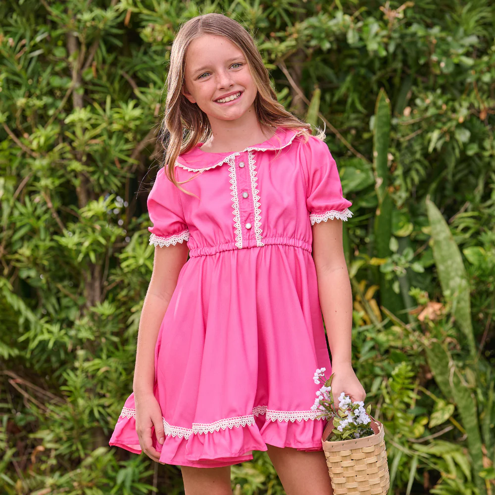 Madeline Lace Peter Pan Dress - Easter Pink - Image 4