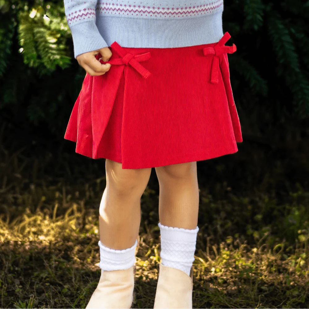 Margot Red Bow Skirt - Winterberry Red - Image 2