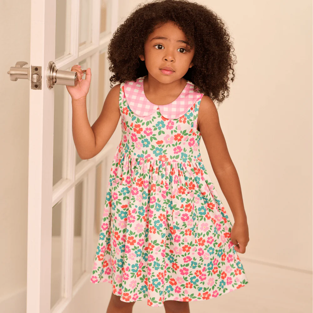 Marie Peter Pan Twirl Tank Dress - Rainbow Ditsy Floral - Image 3