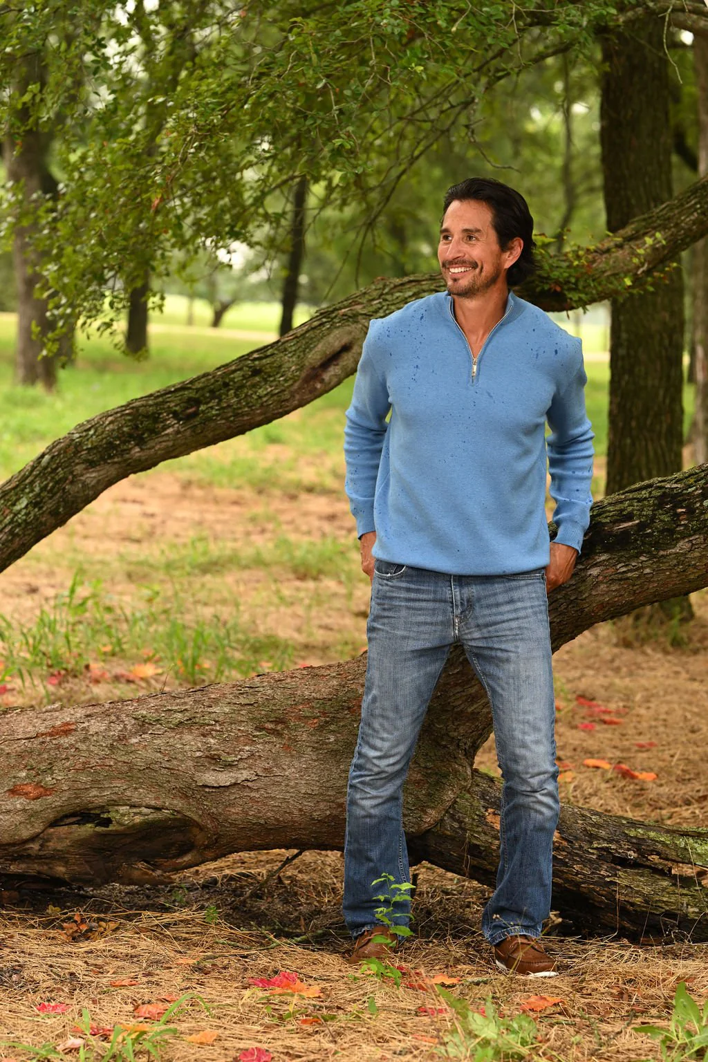 Scott 3/4 Zip Sweater - French Blue - Image 3