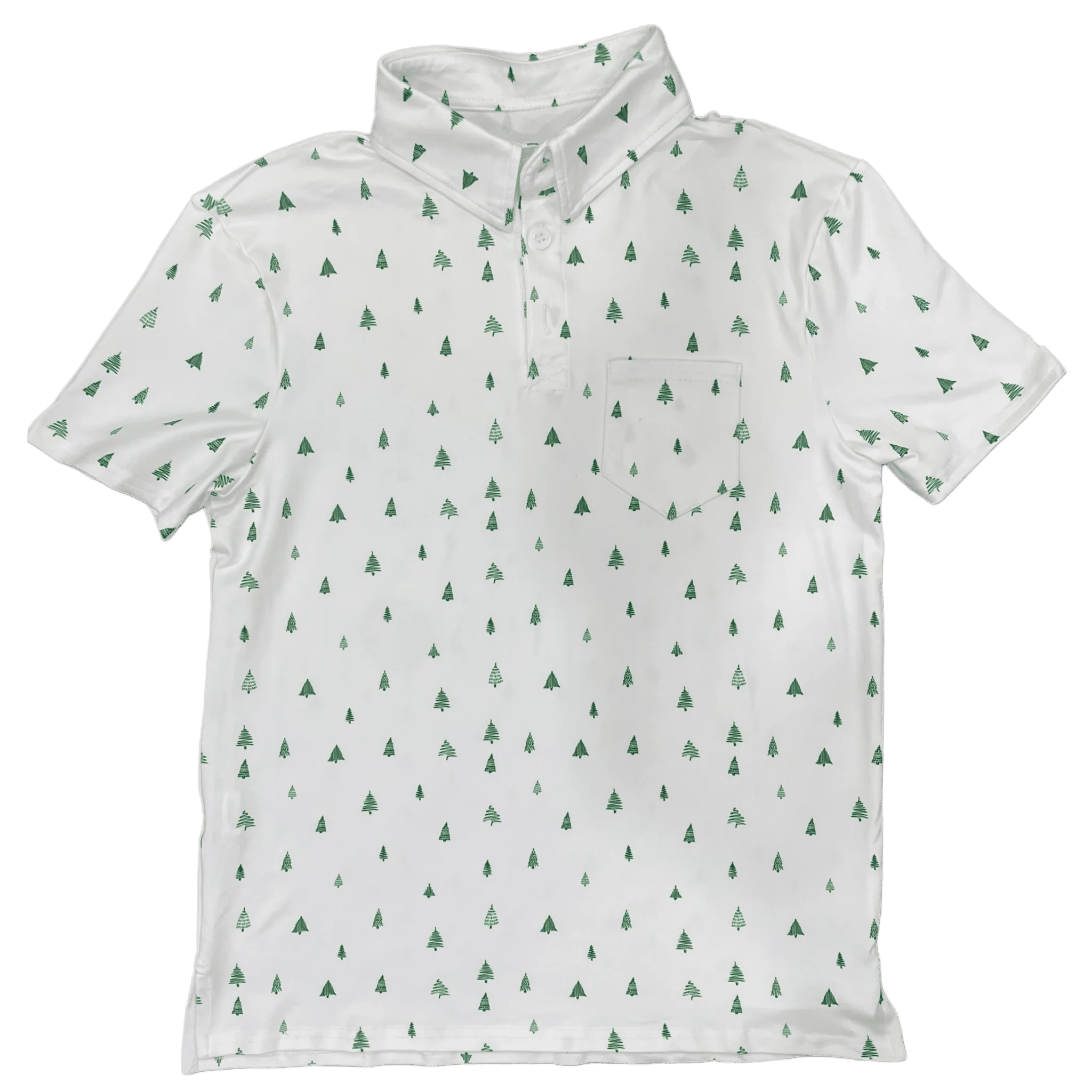 Davis Short Sleeve Pocket Polo - Tiny Trees on White - Image 2