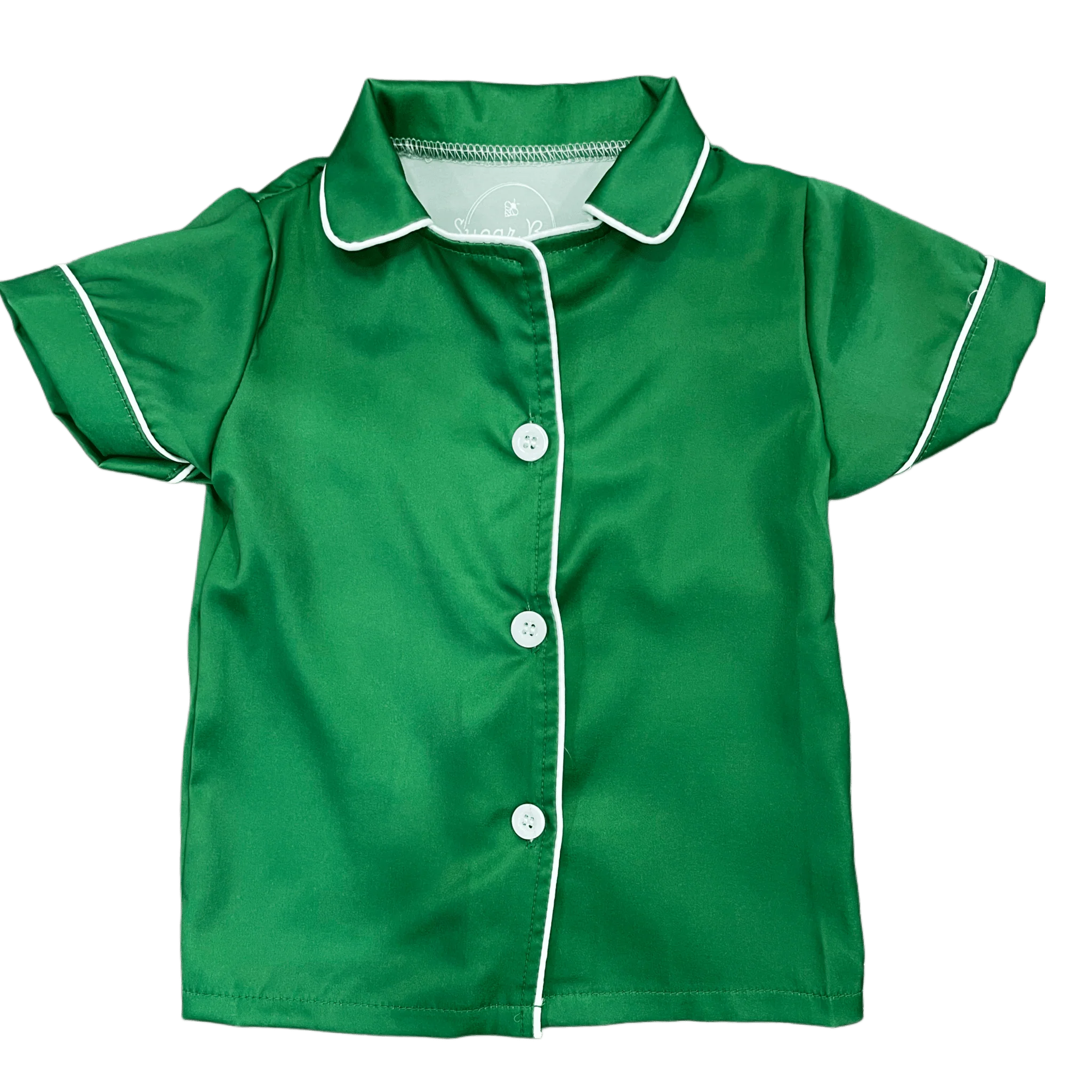 Charlie Satin Separates - Green Short Sleeve Top - Image 4