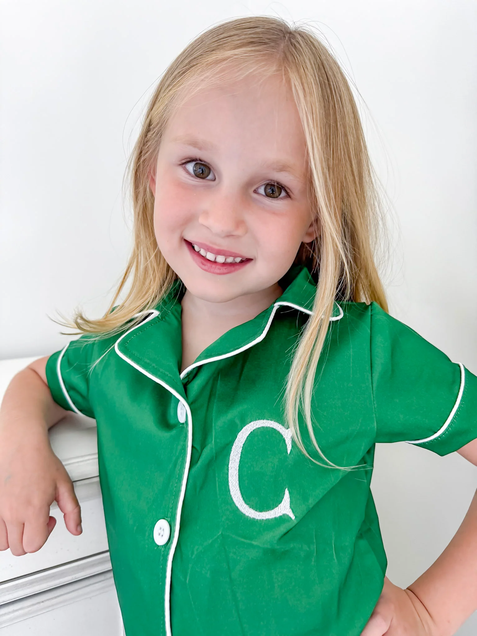 Charlie Satin Separates - Green Short Sleeve Top - Image 6