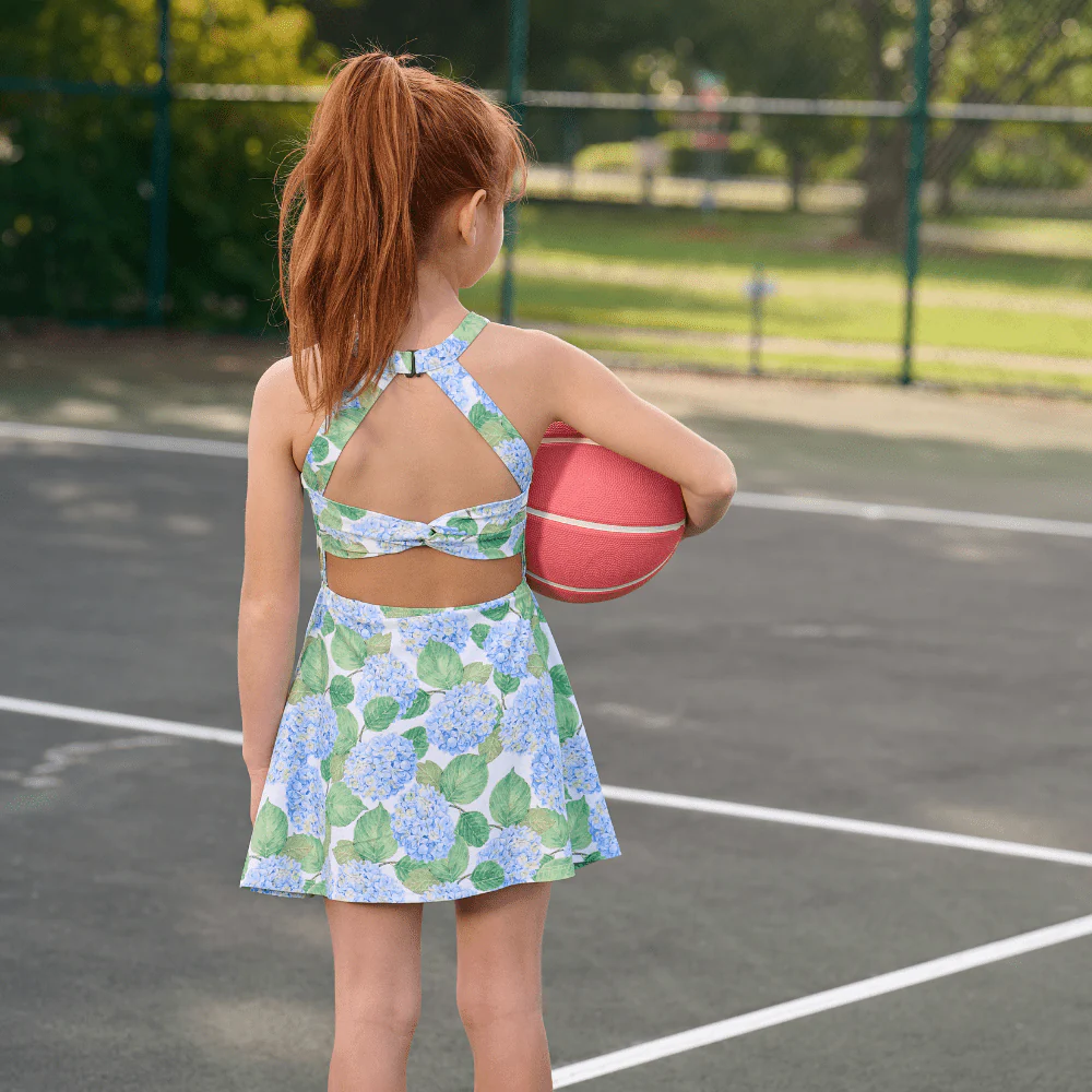 Mini Dallas  Halter Tennis Dress - Blue Hydrangeas - Image 7