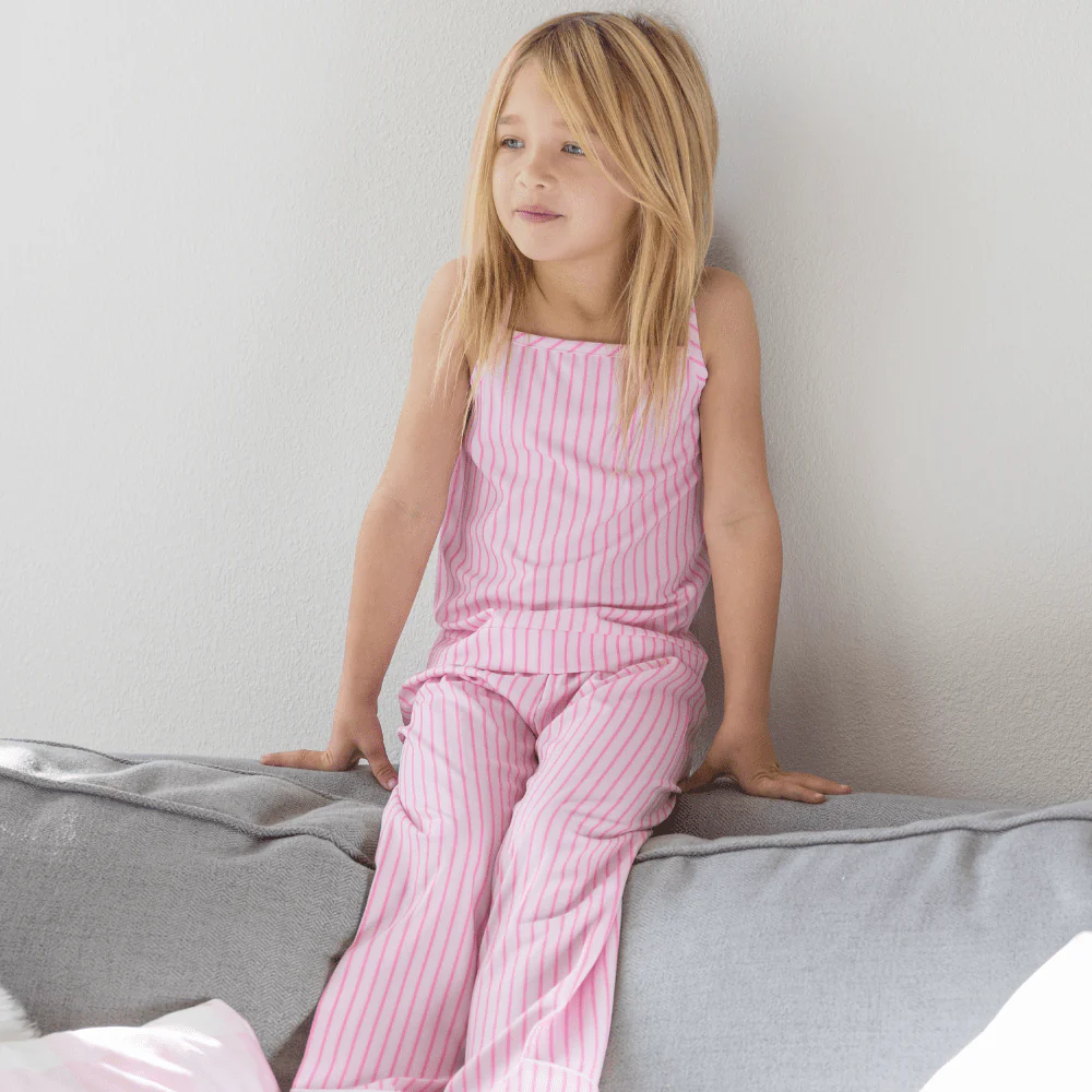 Mini Tank Lounge Pant Set - Pink Stripe - Image 3