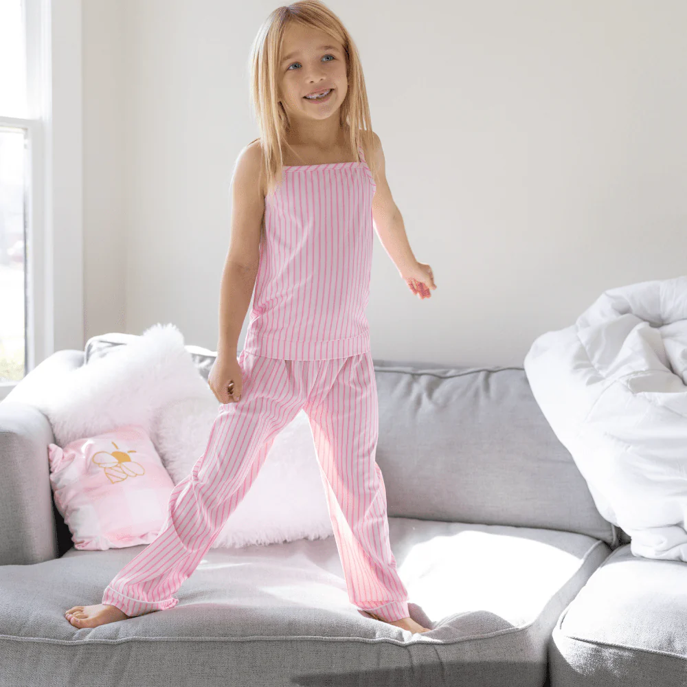 Mini Tank Lounge Pant Set - Pink Stripe - Image 4