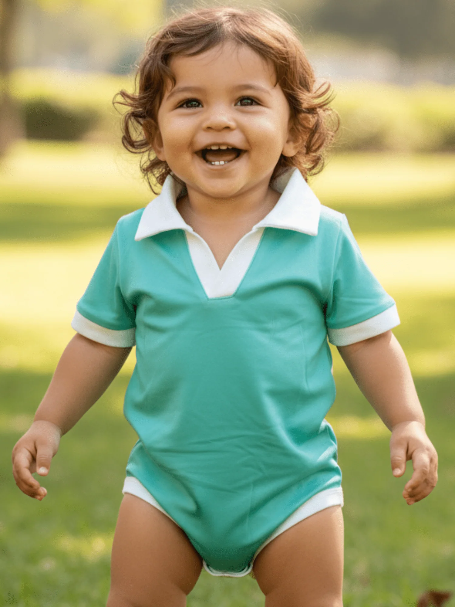 Patrick SS Clubhouse Polo Baby One Piece  - Seafoam